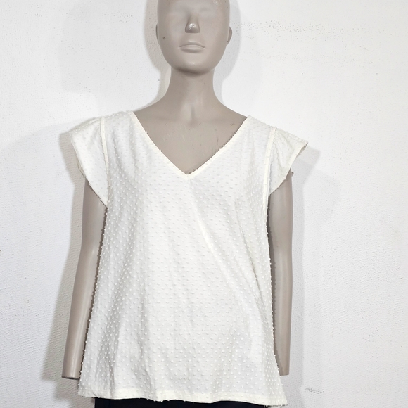 J. Crew Factory Cream Textured V-Neck Blouse - Picture 10 of 10